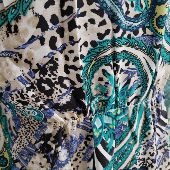 Milano Paisley Multi Hidden Button Vibrant Top Small Y2K Career Corpcore Office - Picture 7 of 11